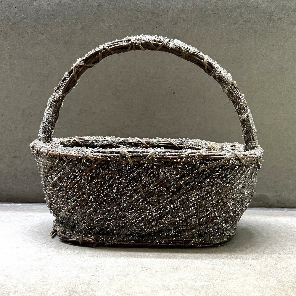 Bath and Body Works Beaded Sparkle Basket with Handle and Tag